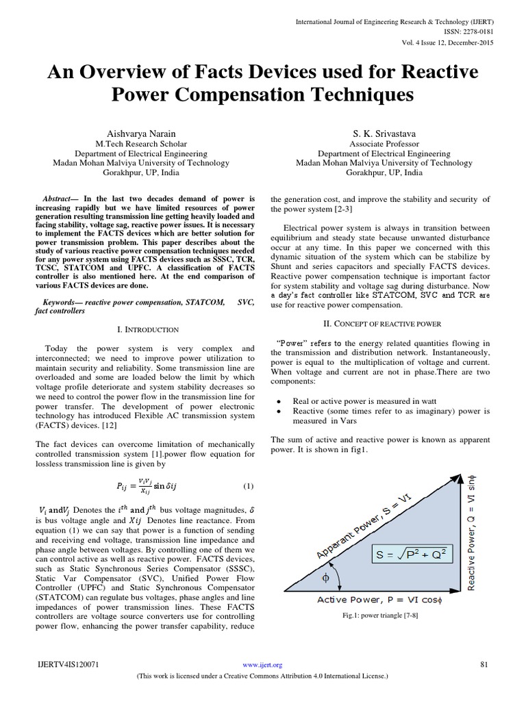 An Overview of Facts Devices Used For Reactive Power Compensation ...