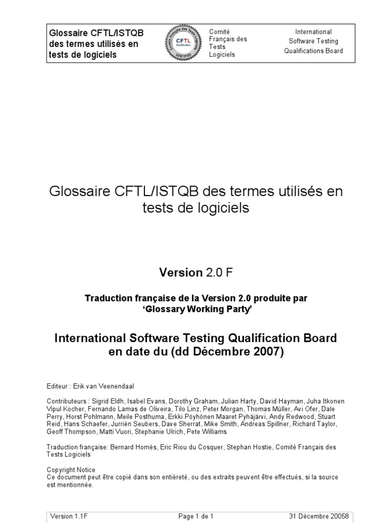 Istqb glossary french v2 0 pdf test de logiciel logiciel