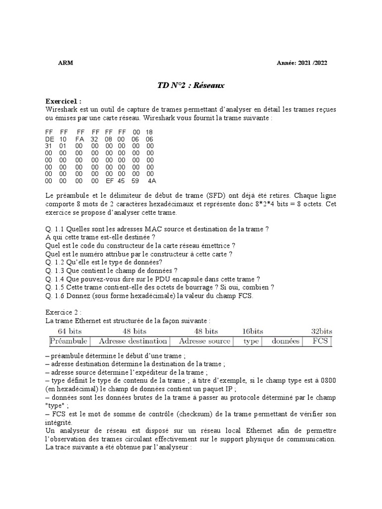 TD 2 | PDF | Ethernet | Informatique