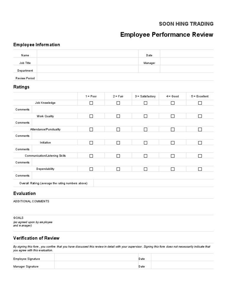 Employee Performance Review Form | PDF