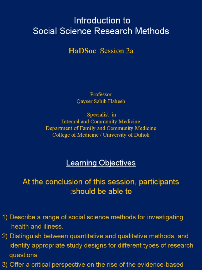 Introduction To Social Science Research Methods: Hadsoc Session 2A ...