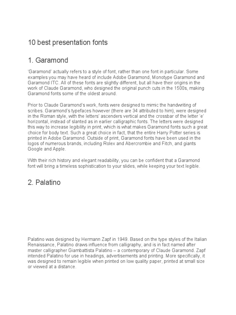 Top 10 Fonts for Effective Presentations | PDF | Typefaces | Verdana