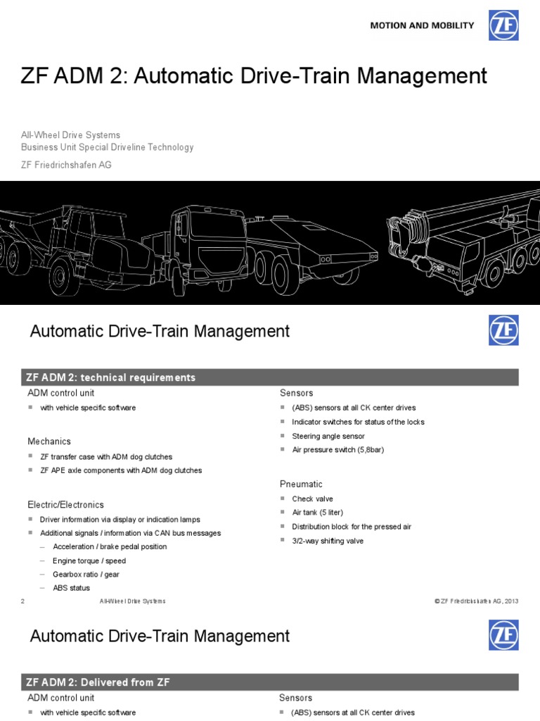 ZF ADM 2 Automatic DriveTrain Management AllWheel Drive Systems