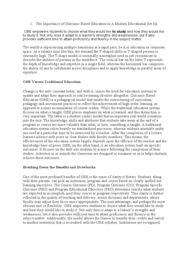 The Importance of BASED EDUCATION PDF Educational