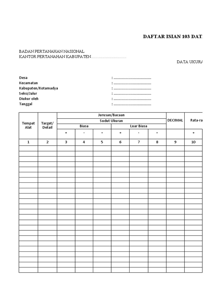 Daftar Isian 103 | PDF