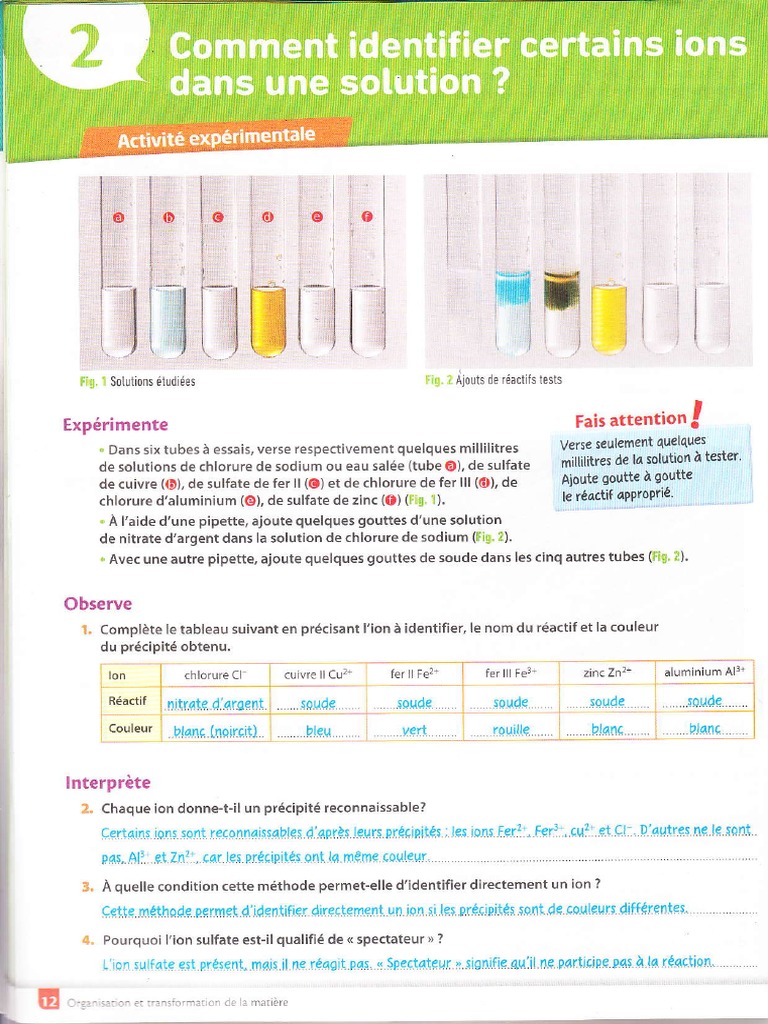 Test De Reconnaissance Des Ions 3ème Exercices Corrigés Exercices Corrigés Les Atomes | PDF | Ion | Chimie