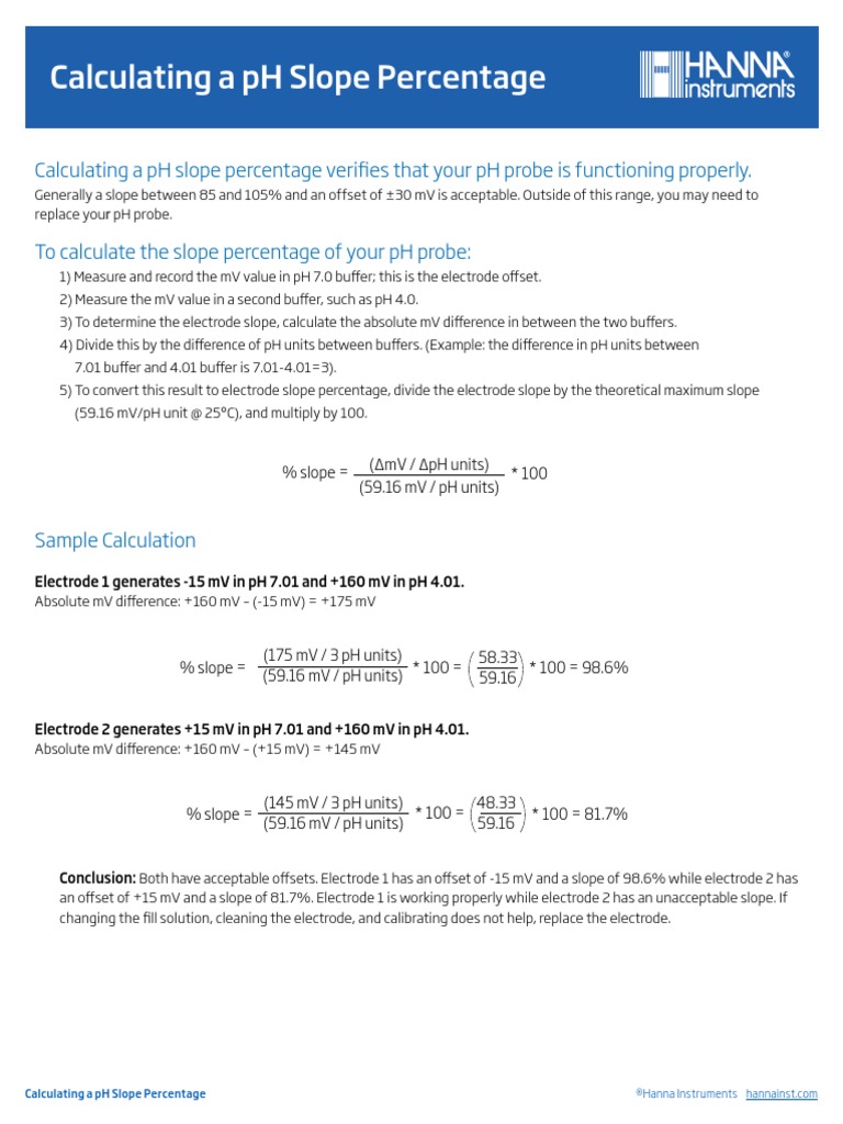 Calculating A PH Slope Percentage PDF Ph Buffer Solution