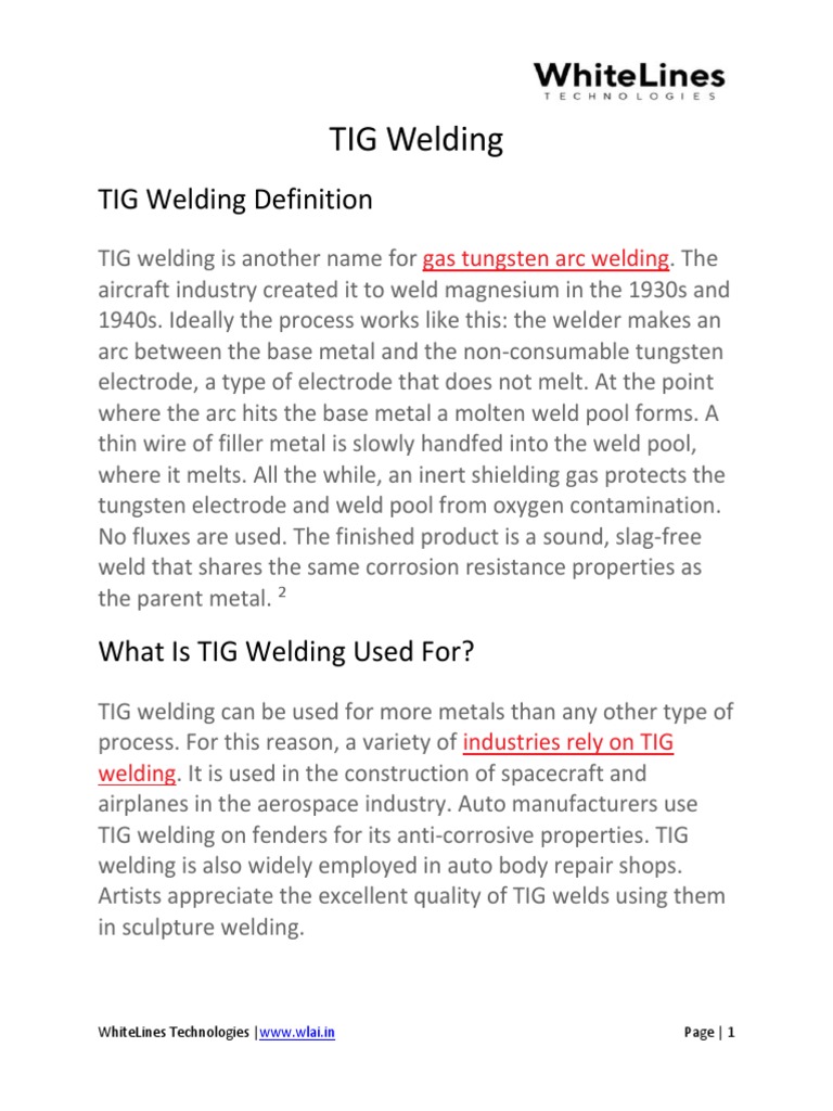 WL TIG & MIG Welding Notes PDF Construction Welding