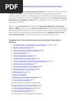 List of GOCCs, GFIs, And SA