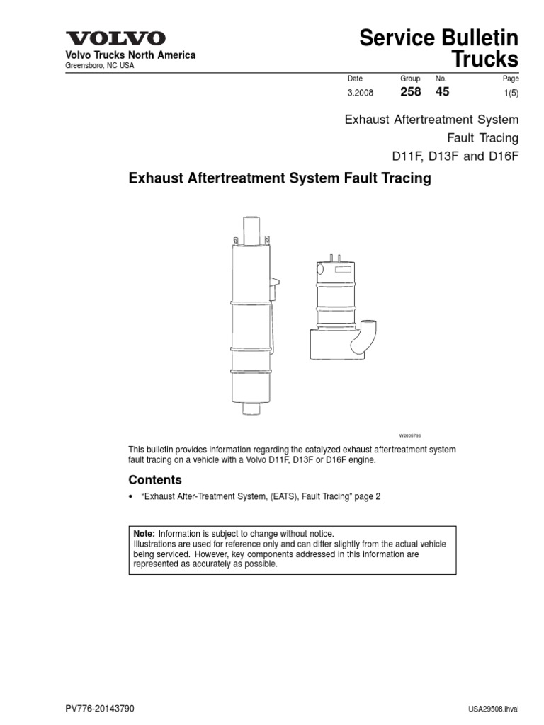 Service Bulletin Trucks Exhaust Aftertreatment System Fault Tracing