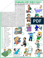 Daily Routines Vocabulary Esl Word Search Puzzle Worksheets for Kids