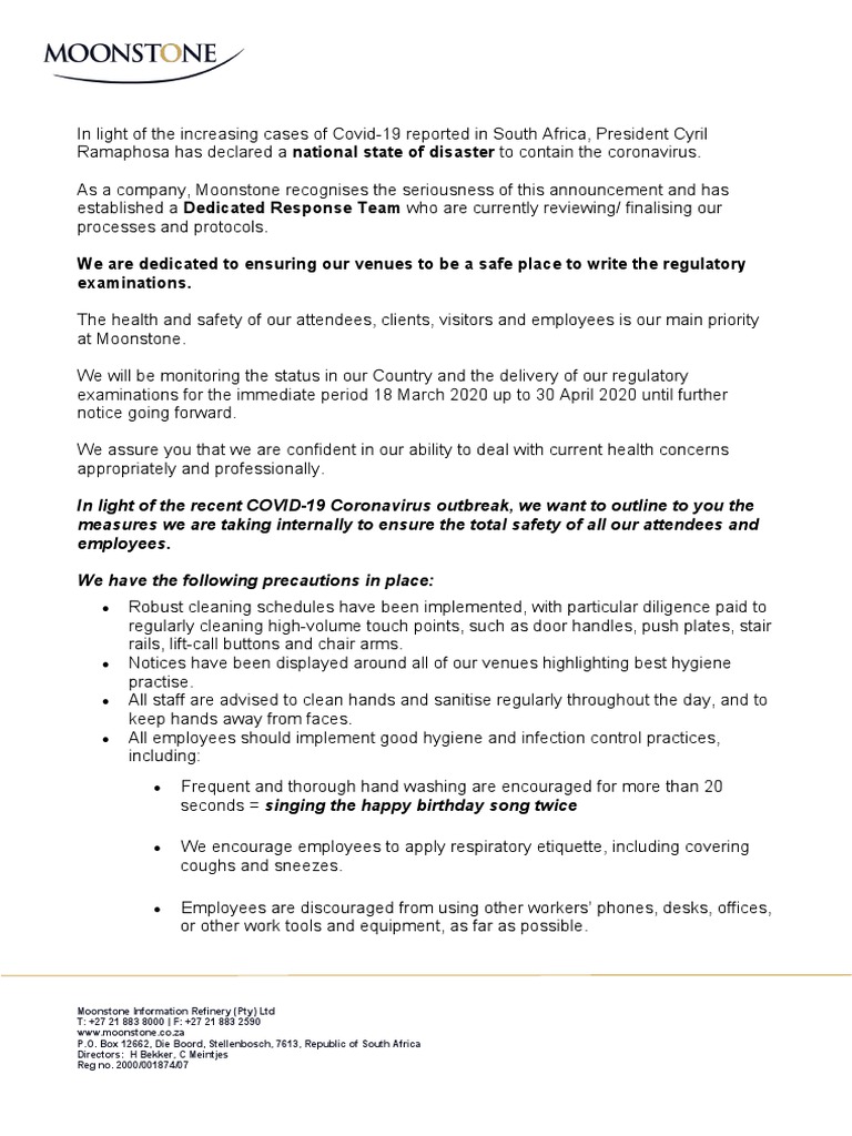 Moonstone RE and Covid19 PDF Hygiene Medicine