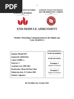 End-Module Assignment: Module: Marketing Communications in The Digital Age Code: MAR021-2