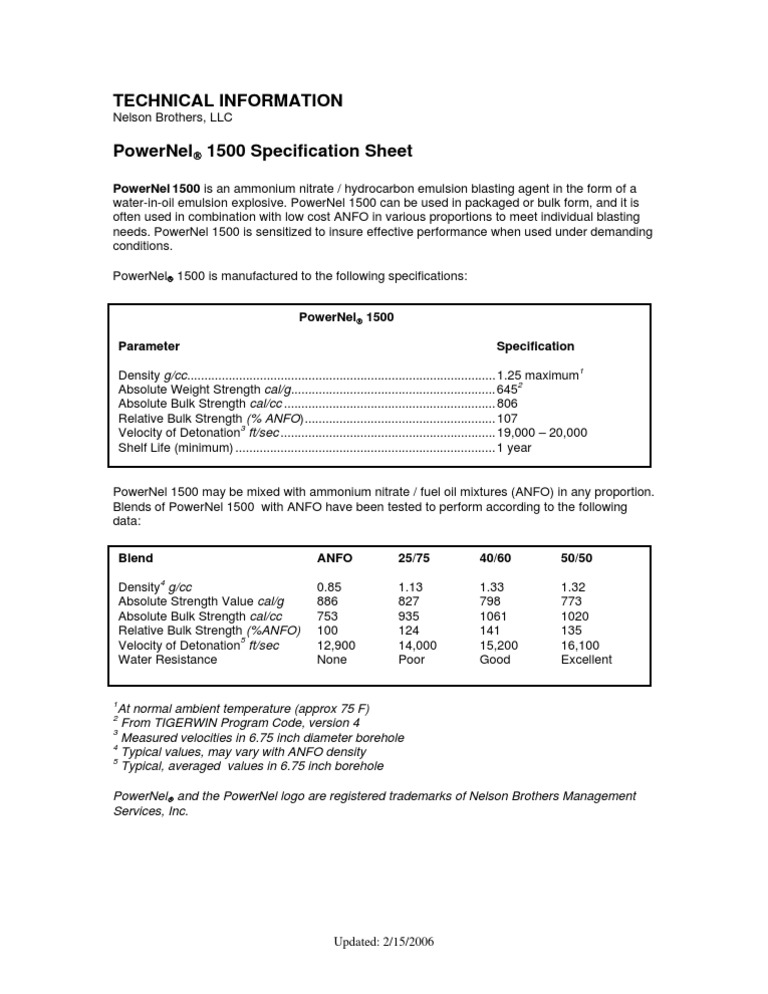 Powernel1500 TDS EN 02152006 | PDF | Chemistry | Materials