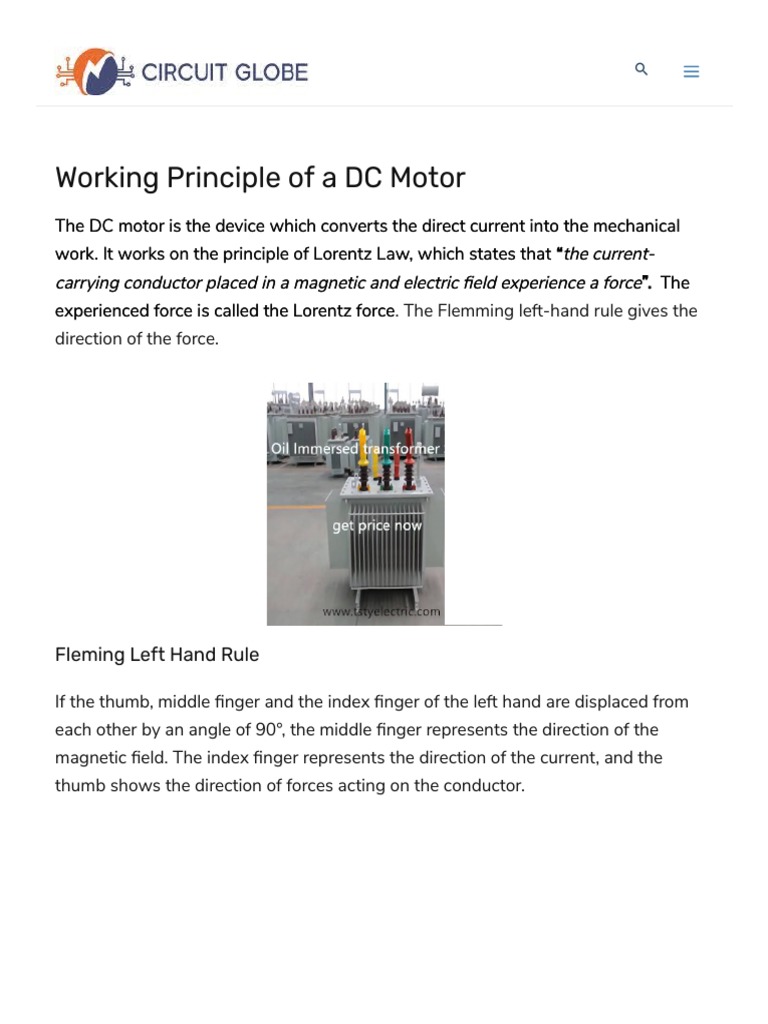 Working Principle of A DC Motor - Circuit Globe | PDF | Electric Motor ...