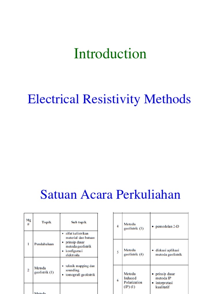 Electrical Resistivity Methods Overview | PDF | Electrical Resistivity ...