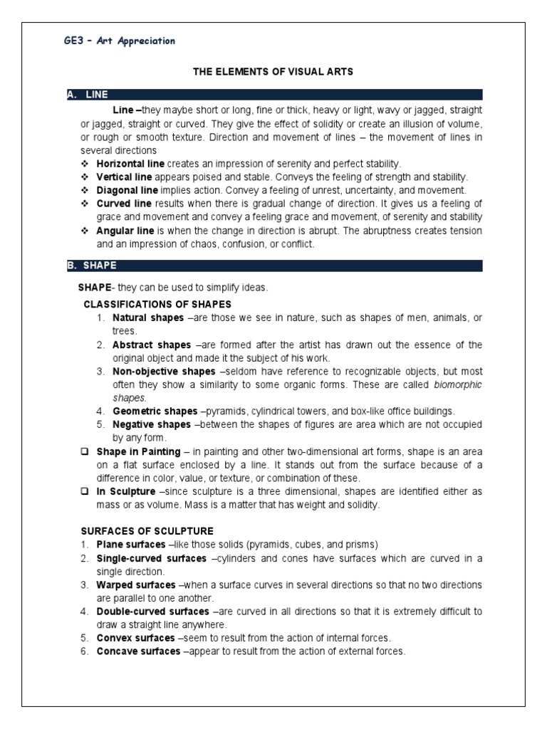 Elements of Visual Arts Explained | PDF | Color | Shape
