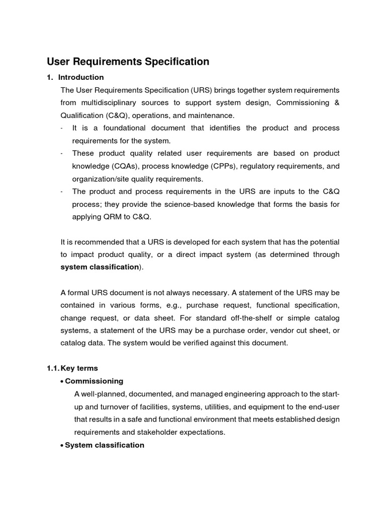 User Requirements Specification | PDF | Specification (Technical ...