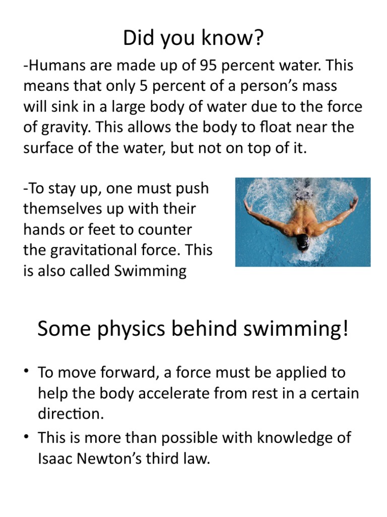 Physics of Swimming PDF Drag (Physics) Newton's Laws Of Motion