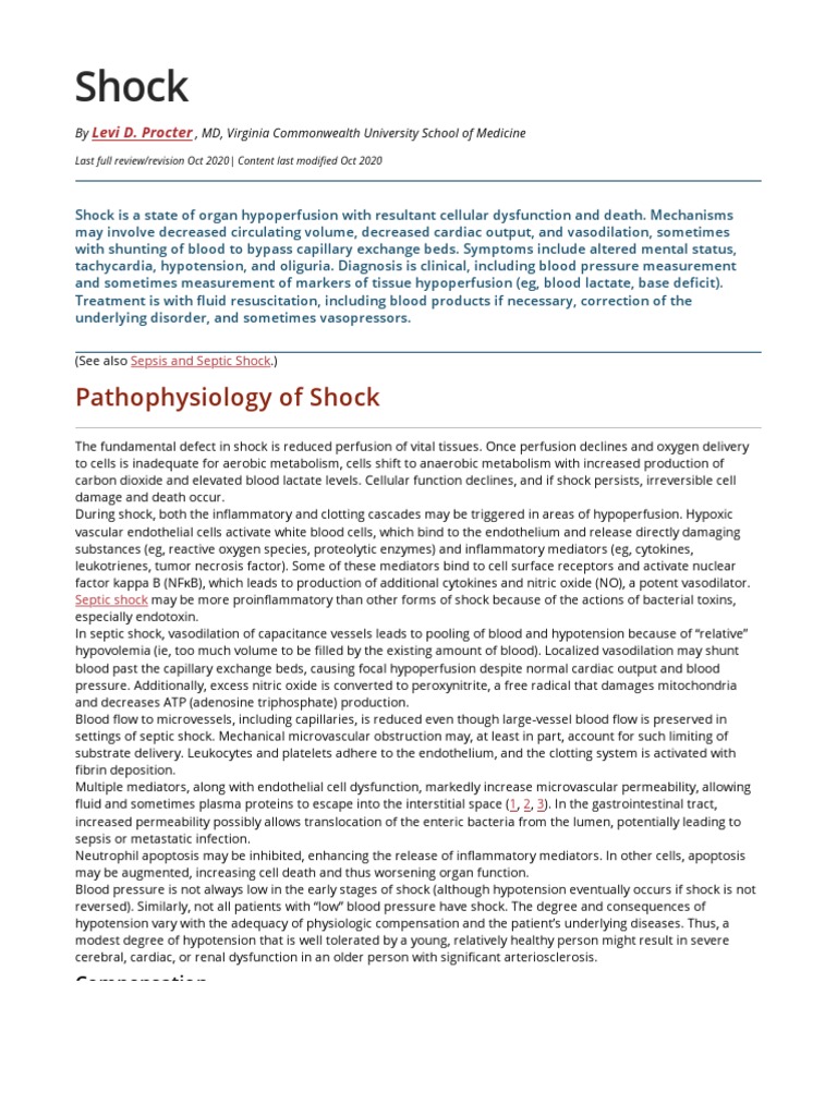 Shock - Critical Care Medicine - MSD Manual Professional Edition | PDF ...