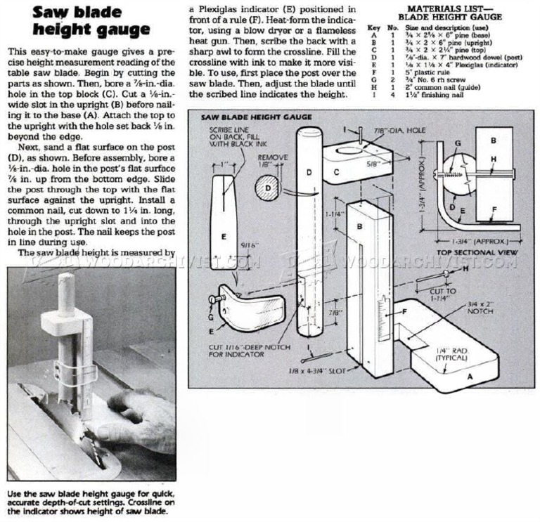 Table Saw Blade Height Gauge PDF