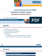 FY 2021 American Rescue Plan Act (H8F) : Funding For Health Centers