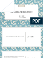 Lab Safety and Precautions: Course-Bio I Lab Section-001 Session - Fall-2021