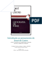 Introdução ao pensamento de Josué de Castro - Atividade Avaliativa