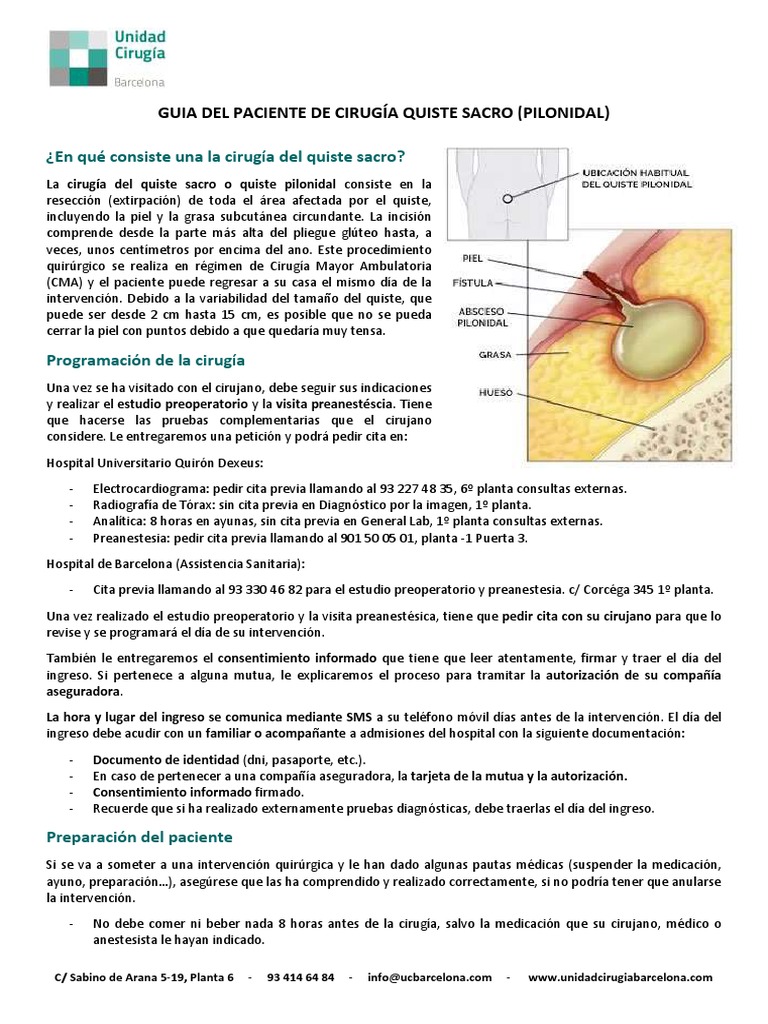 Guía de cirugía de quiste pilonidal | PDF | Herida | Cirugía