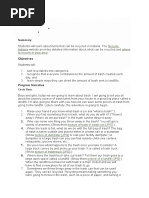 Recycling Lesson Plan for Preschoolers