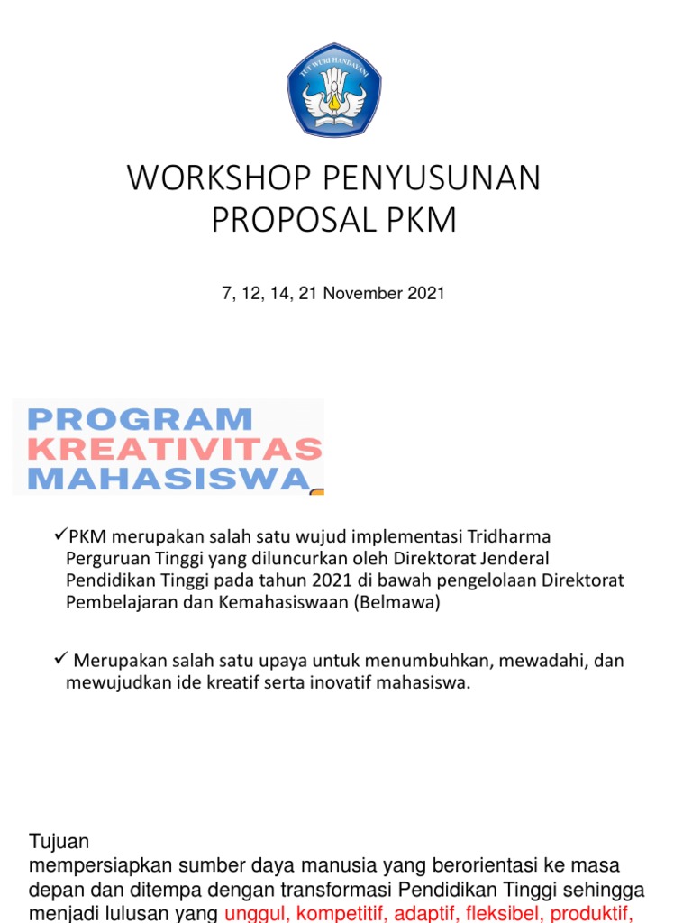 Workshop Proposal PKM Mahasiswa 2021 | PDF
