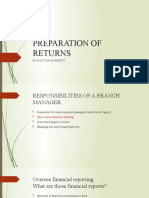 Preparation of Returns: Branch Management