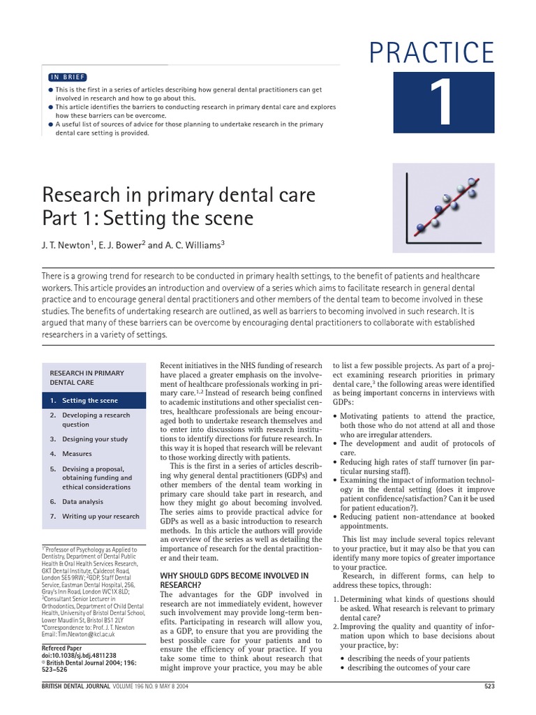 Research in Primary Dental Care 1 PDF | PDF | Dentistry | Health Care