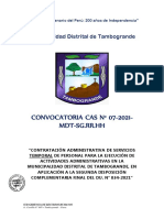 Convocatoria Cas #07-2021-Mdt-Sg - RR.HH: Municipalidad Distrital de Tambogrande