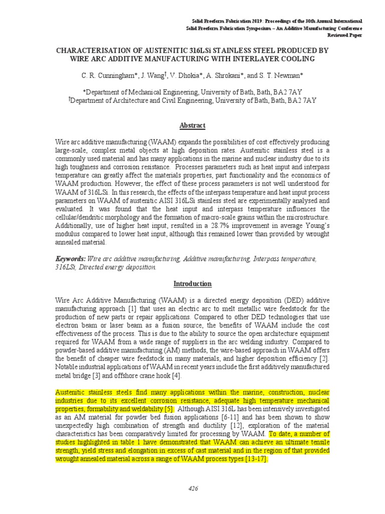 034 Characterisationof Austenitic 316 LSi Stainless ST | PDF | Strength ...