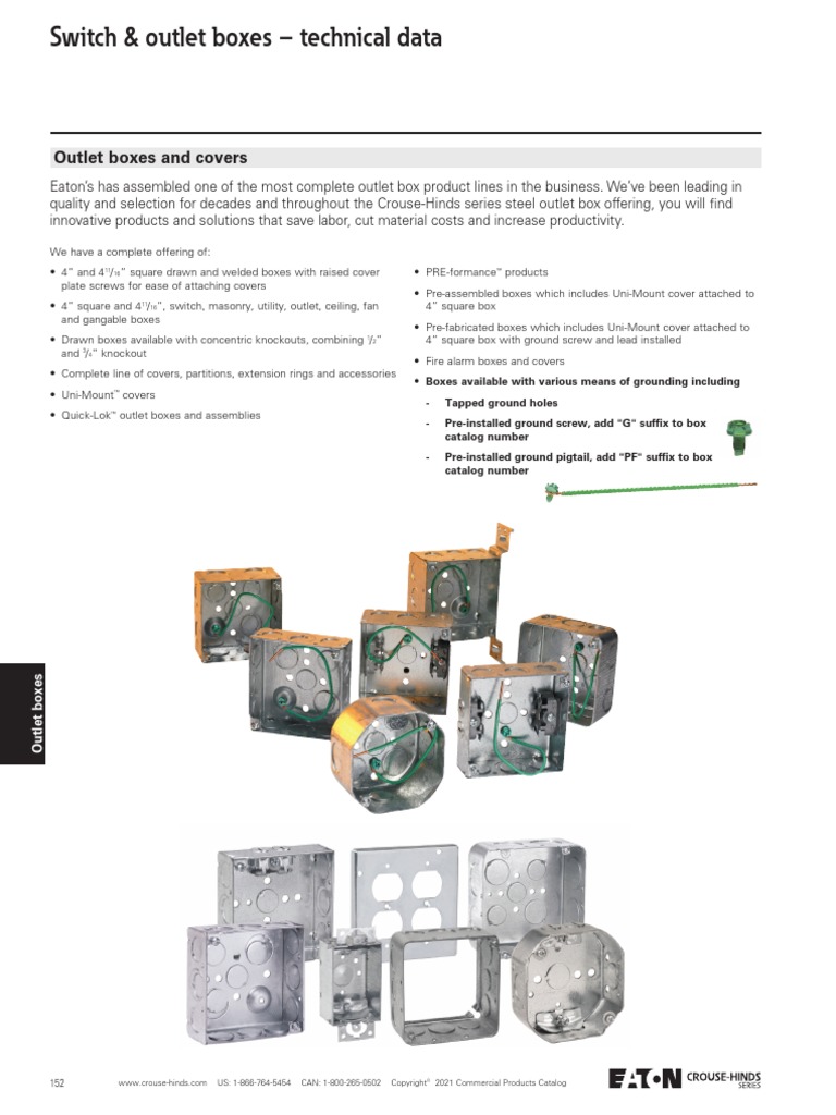 Crouse Hinds Steel Square Boxes Covers 4 Catalog Page | PDF ...