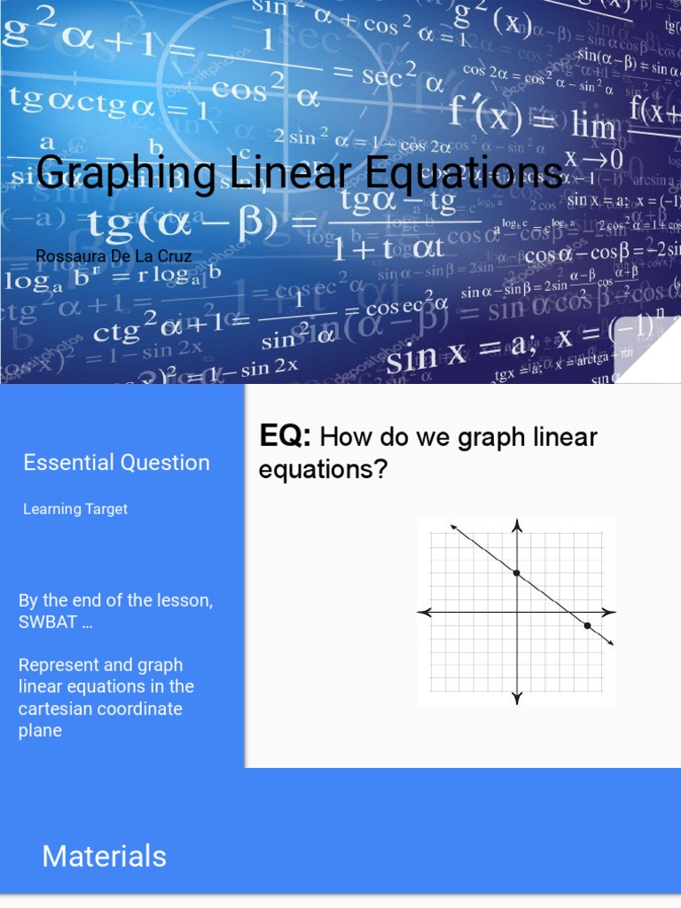 Graphing Linear Equations Guide | PDF | Cartesian Coordinate System ...