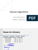 Division Algorithms: Vikas Maheshkar MNNIT, Allahabad