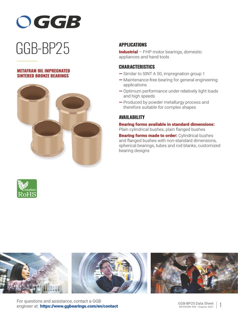 GGB-BP25 Oil Impregnated Bearings Guide | PDF | Bearing (Mechanical ...