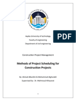 Methods of Project Scheduling For Construction Projects
