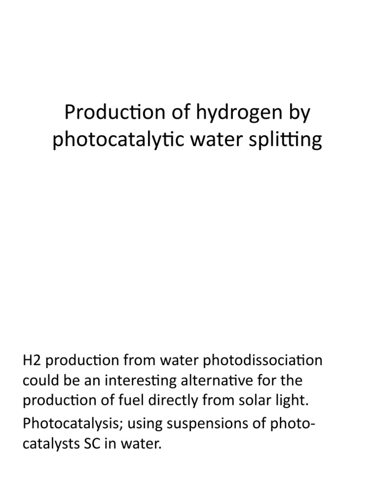 Production of Hydrogen by Photocatalytic Water Splitting MST ...