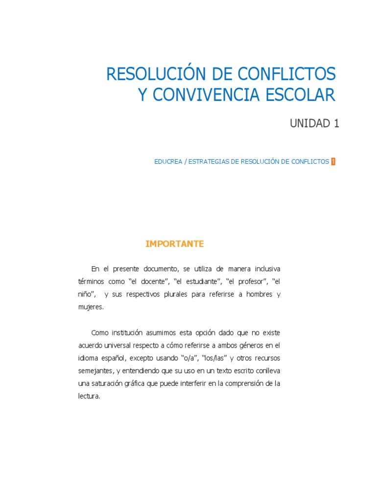 Estrategias para la Convivencia Escolar | PDF | Conflicto (proceso ...