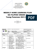 2021 Weekly Home Learning Plan Filipino 10