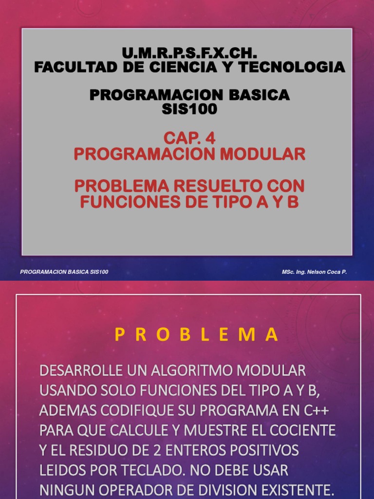 Algoritmo Modular en C++ para Cociente y Residuo | PDF | Lenguaje de ...