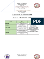 1 Quarter Exam Schedule: Grade 11-MALIPAYON (GAS)