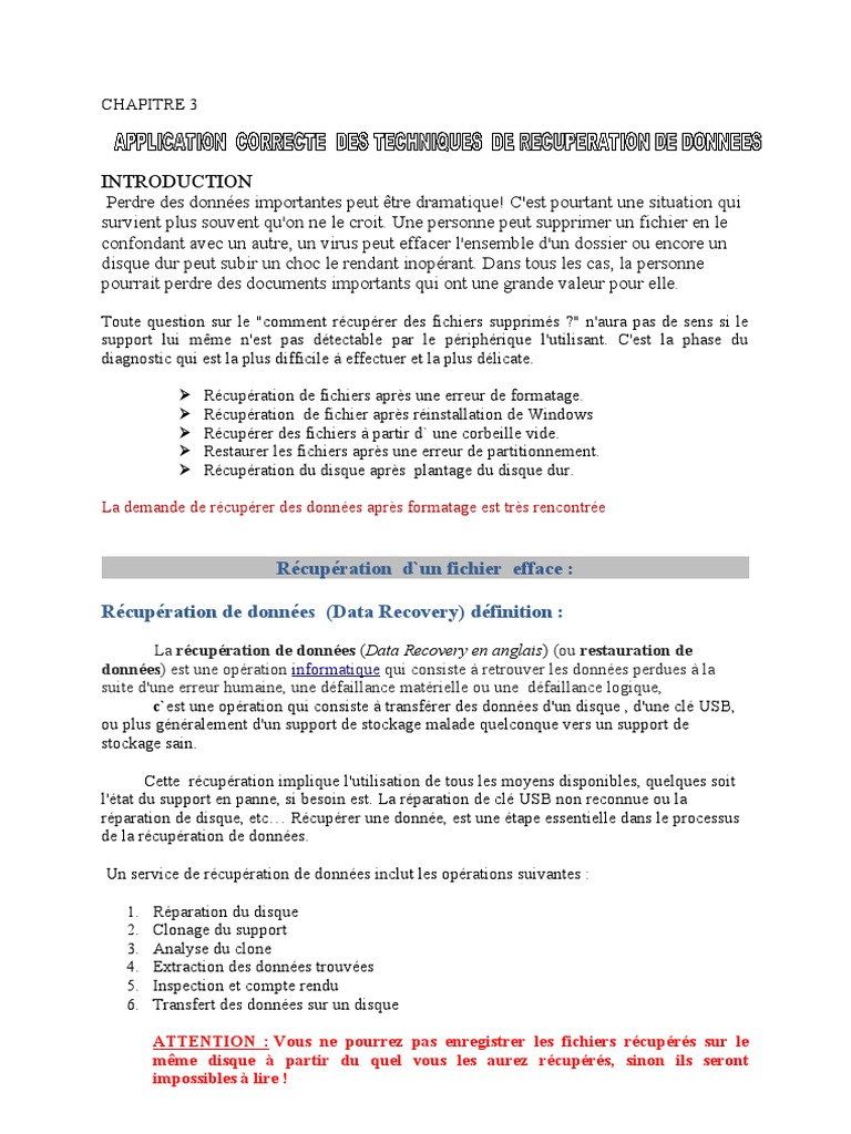 Récupération de données après formatage PDF Démarrage d'un — free download