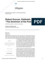 Robert Duncan, Kabbalah, and The Dominion of the Poetic Mind