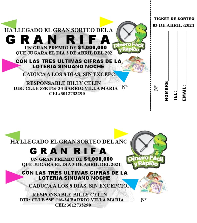Gran Rifa de $1,000,000 - 3 de Abril | PDF