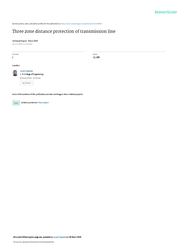 Three Zone Distance Protection of Transmission Line: March 2019 | PDF ...