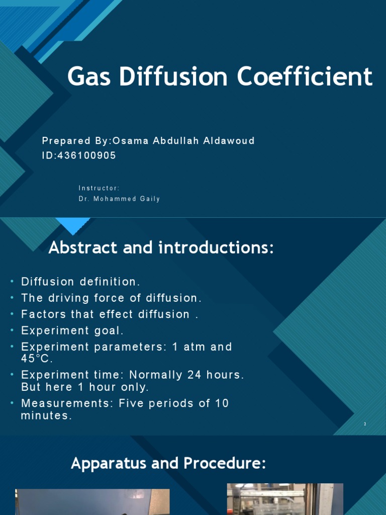 Gas Diffusion Coefficient Click To Edit Master Title Style PDF